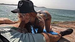 wild beach orgy with horny brazilian girls flashing pussies