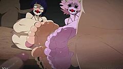 mina and jiro's footjob ends in massive cumshot blast!