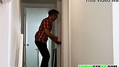 Stepdaughter Teases Shaved Pussy Pierced Nipples Panties