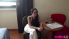 venezuelan escort's backstage hotel handjob cumshot session