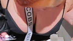 depraved guy cums on babe's face after public blowjob