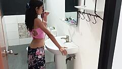 Petite Asian rims deep after brushing teeth