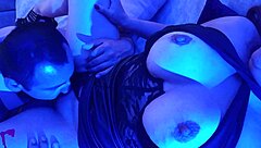 dude, this hot latina milf's juicy pussy squirts from oral and dildo orgasms under blue light!