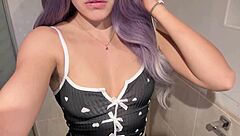 cute college girl relaxes in bathroom with stepdad vibes