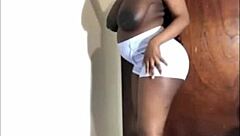 pregnant ebony babe dances then fucks her juicy pussy solo