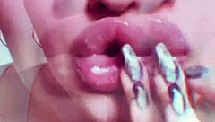 chick's nude glossy lips get you so hot and bothered 🔥