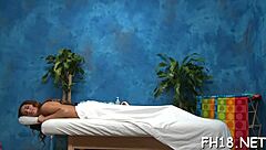 cute petite 18yo oiled massage turns into tight pussy pounding