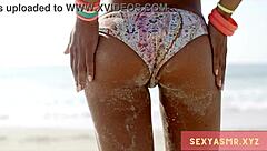 sexy beach babe in bikini shows off her hot ass 😍🏖️