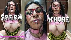 Addicted Sissy Slut Bukkake Cum Face And Tits!