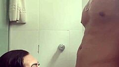 bathroom pounding ends with hot cum swallow surprise