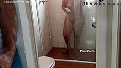 Latina milf brunette showers door open teasing big tits ass for peeping!
