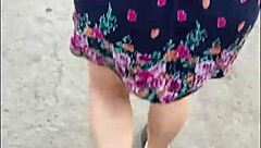 street whore's upskirt reveals curvy latina assets