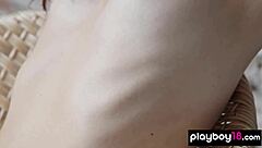 skinny czech brunette teen exposes pierced nipples and pussy