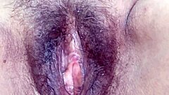 after intense fucking, i spread wide to reveal my big hairy pussy dripping with fresh cumshots inside