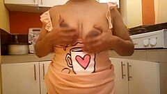 busty big ass stepmom masturbates fingering kitchen solo