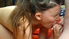 face massage unexpectedly swallows gargantuan cock deep throat