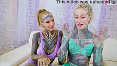 Tattooed Babes' Intense Threesome Fuck Ends in Gape Facial