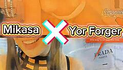 yor forger x mikasa cosplay babes, which one's naughtier begging for cock?