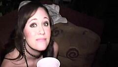 Guys roughly gangbang cute chicks sucking cocks and fucking hard at nightclub party