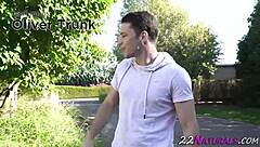 Hottest small-titted brunette gives a sensual blowjob