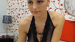 Romanian Brunette Sophie on Webcam in Fishnets