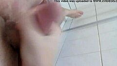 Watch her stroke my cock before the shower!