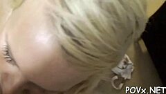 Petite teen intensely licks balls in pov blowjob contest