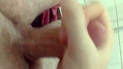 Watch her stroke my cock before the shower!