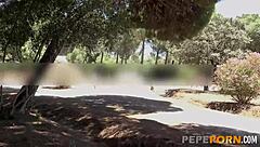 I, monica smiller, enjoy a quick outdoor bang with my best friend, deepthroating and blowing him