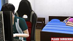 Step son talks to japanese mom after she rests on his bed