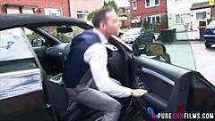 Blonde Hottie Ashley Rider Deepthroats and Handjobs with Heels On