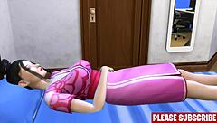 Step son talks to japanese mom after she rests on his bed