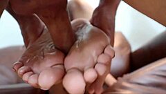 Gia Vendetti's Ebony Beauty Dominates Interracial Foot Slave with Ripped Stockings Oral and Cumshot