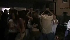 In Santa Barbara, a blonde coed at a party engages in hardcore fucking and blowjobs outdoors.