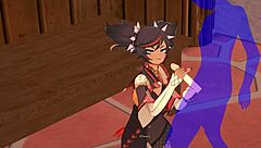 Xinyan Performs Handjob and Blowjob in Genshin Impact Hentai Anime Porn Game