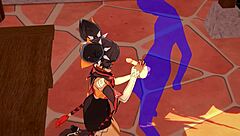 Xinyan Performs Handjob and Blowjob in Genshin Impact Hentai Anime Porn Game