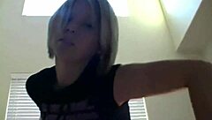 Paige's sexy blonde tits bounce in backstage dance orgasm