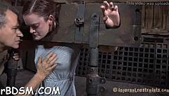 What happens when a boxed-up brunette slave gets teased with toys and bdsm play?