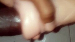 ebony babe fucking fleshlight with big black cock till cumshot