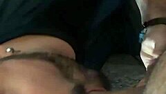 The bear enjoys his big cock being sucked