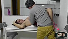 Striptease and Fucking on Table with Jesus Sanchez and Pamela Sanchez