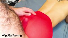 Amateur teen milf in stockings gets anal and cumshot on natural boobs