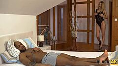 In the Black4k scene, a black fellow with a monster cock bends over a tattooed blonde pornstar for intense doggystyle fucking and blowjob action.