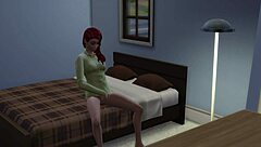 Redhead cartoon girl intensely masturbating in every house room