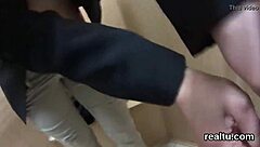 Adorable European Amateur Rips Clothes for Striptease Blowjob in Mall POV!