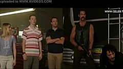 I watch celebrity striptease mashup with clothes ripped and dancing