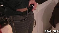 Sweet babe sucks and rides massive cock in bedroom