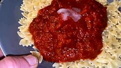 I love eating my man's cum-filled pasta, don't you?