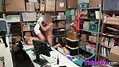 Thievez Shoplyfter Step Fucked Hard for Stealing at Work in Blowjob 3some Video 3