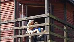 Petite teen enjoys outdoor activity